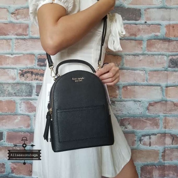 Kate spade MINI convertible backpack black leather - Picture 3 of 8